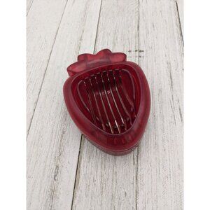 Strawberry Shaped Metal Red Boiled Egg Slicer Fruit 3" X 3 1/2"